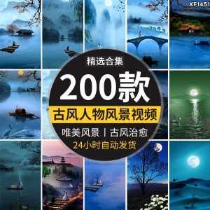 竖屏竖版古风人物夜色月色唯美治愈系古装教程绿幕抖音短视频素材-泰戈创艺资源库