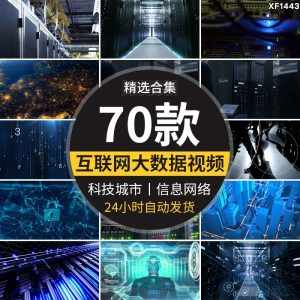 互联网大数据信息网络时代科技城市数字线条云计算服务器视频素材-泰戈创艺资源库