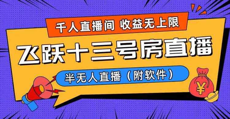 （8711期）爆火飞跃十三号房半无人直播，一场直播上千人，日入过万！（附软件）-泰戈创艺资源库