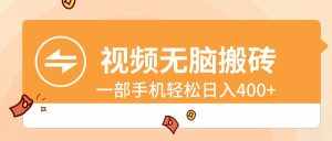 （8703期）视频无脑搬砖，一部手机轻松日入400+-泰戈创艺资源库