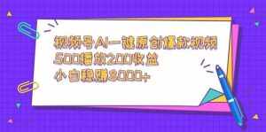 （9041期）视频号AI一键原创爆款视频，500播放200收益，小白稳赚8000+-泰戈创艺资源库