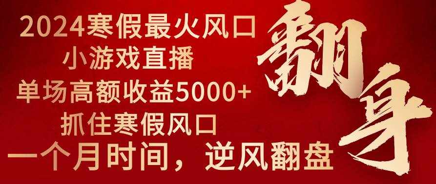 （8766期）2024年最火寒假风口项目 小游戏直播 单场收益5000+抓住风口 一个月直接提车-泰戈创艺资源库