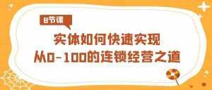 （8947期）实体·如何快速实现从0-100的连锁经营之道（8节视频课）-泰戈创艺资源库