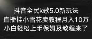 （9021期）抖音全民k歌5.0新玩法，直播挂小雪花卖教程月入10万，小白轻松上手，保…-泰戈创艺资源库