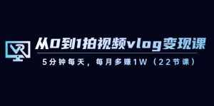 (8599期)从0到1拍视频vlog-变现课,5分钟每天,每月多赚1W(22节课)-泰戈创艺资源库