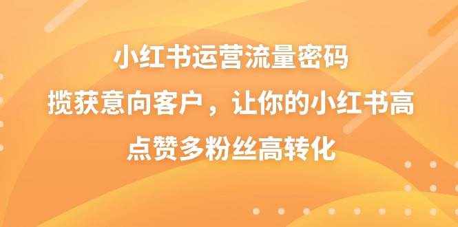 （8764期）小红书运营流量密码，揽获意向客户，让你的小红书高点赞多粉丝高转化-泰戈创艺资源库