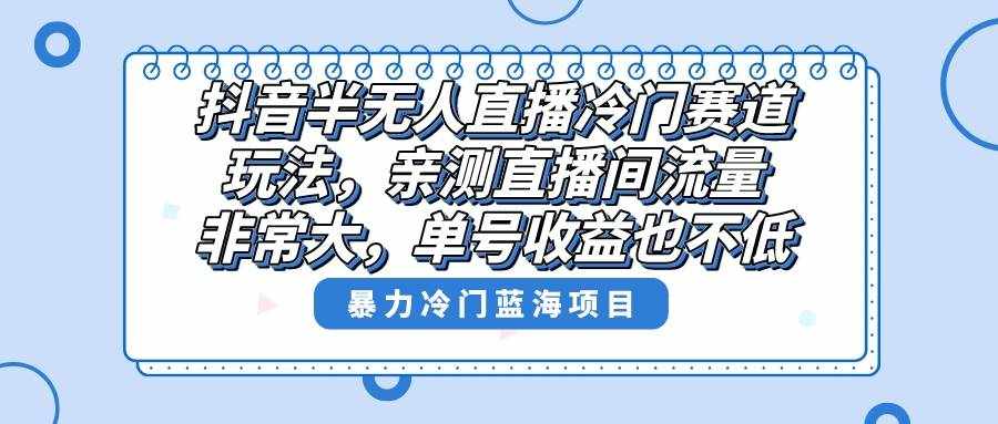 （8667期）抖音半无人直播冷门赛道玩法，直播间流量非常大，单号收益也不低！-泰戈创艺资源库