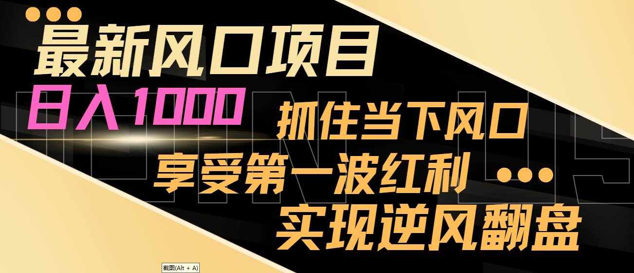 （8521期）最新风口项目，日入过千，抓住当下风口，享受第一波红利，实现逆风翻盘-泰戈创艺资源库
