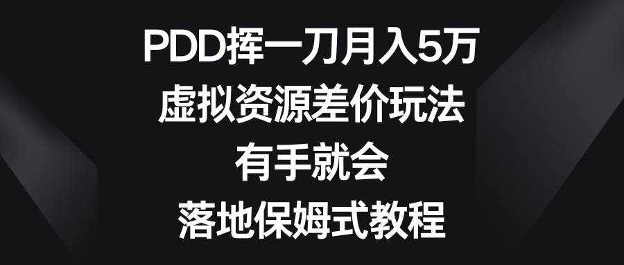（8751期）PDD挥一刀月入5万，虚拟资源差价玩法，有手就会，落地保姆式教程-泰戈创艺资源库