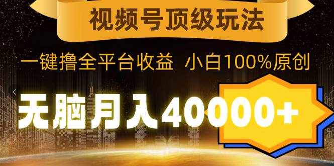 （9281期）视频号顶级玩法，无脑月入40000+，一键撸全平台收益，纯小白也能100%原创-泰戈创艺资源库
