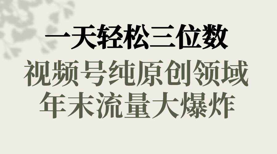 （8647期）一天轻松三位数，视频号纯原创领域，春节童子送祝福，年末流量大爆炸，-泰戈创艺资源库