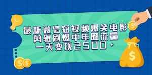 （9357期）最新微信短视频爆笑电影剪辑刷爆中年圈流量，一天变现2500+-泰戈创艺资源库