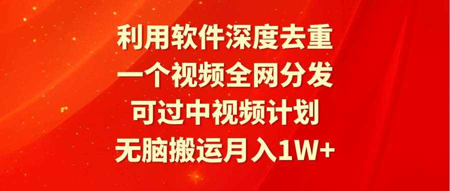（9224期）利用软件深度去重，一个视频全网分发，可过中视频计划，无脑搬运月入1W+-泰戈创艺资源库