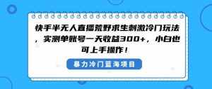 (8796期)快手半无人直播荒野求生刺激冷门玩法,实测单账号一天收益300+,小白也…-泰戈创艺资源库