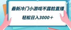 （9094期）最新冷门小游戏不露脸直播，场观稳定几千，轻松日入3000＋-泰戈创艺资源库