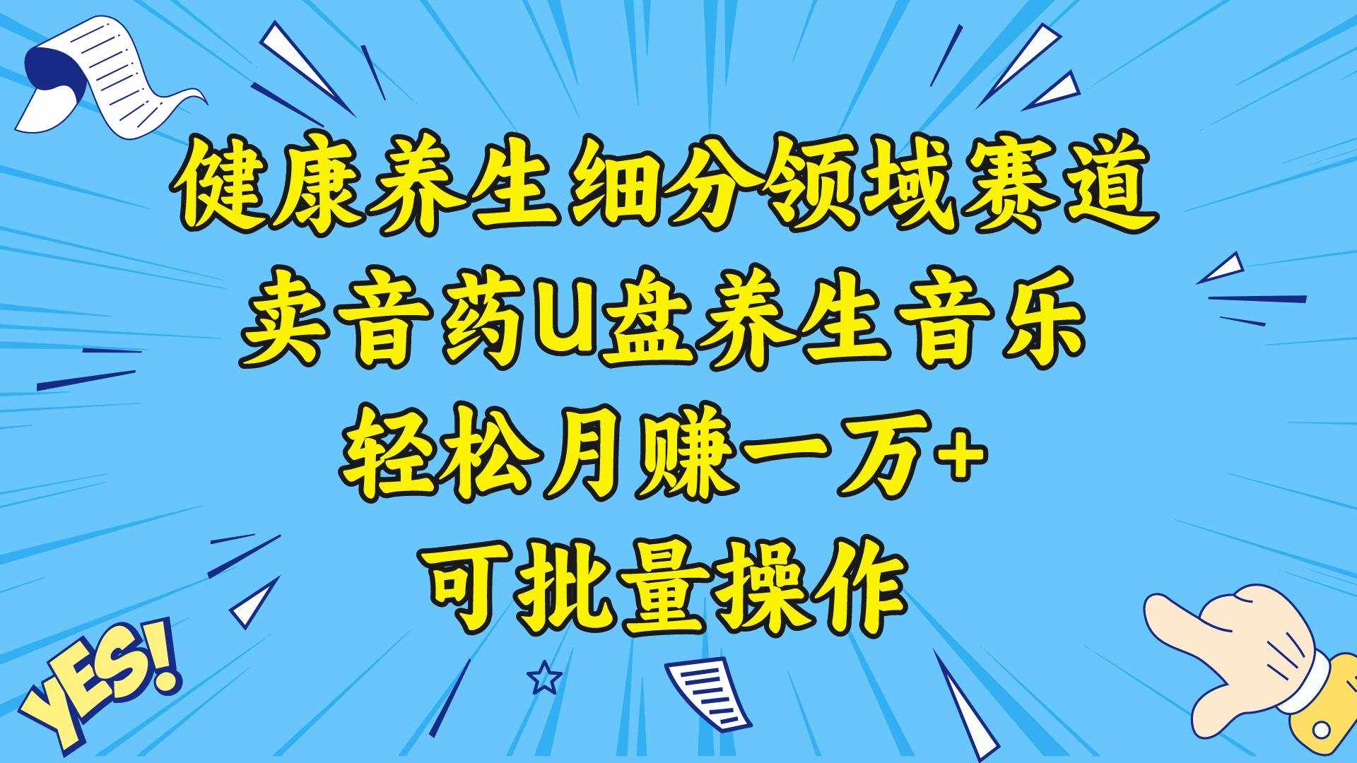 （8503期）健康养生细分领域赛道，卖音药U盘养生音乐，轻松月赚一万+，可批量操作-泰戈创艺资源库