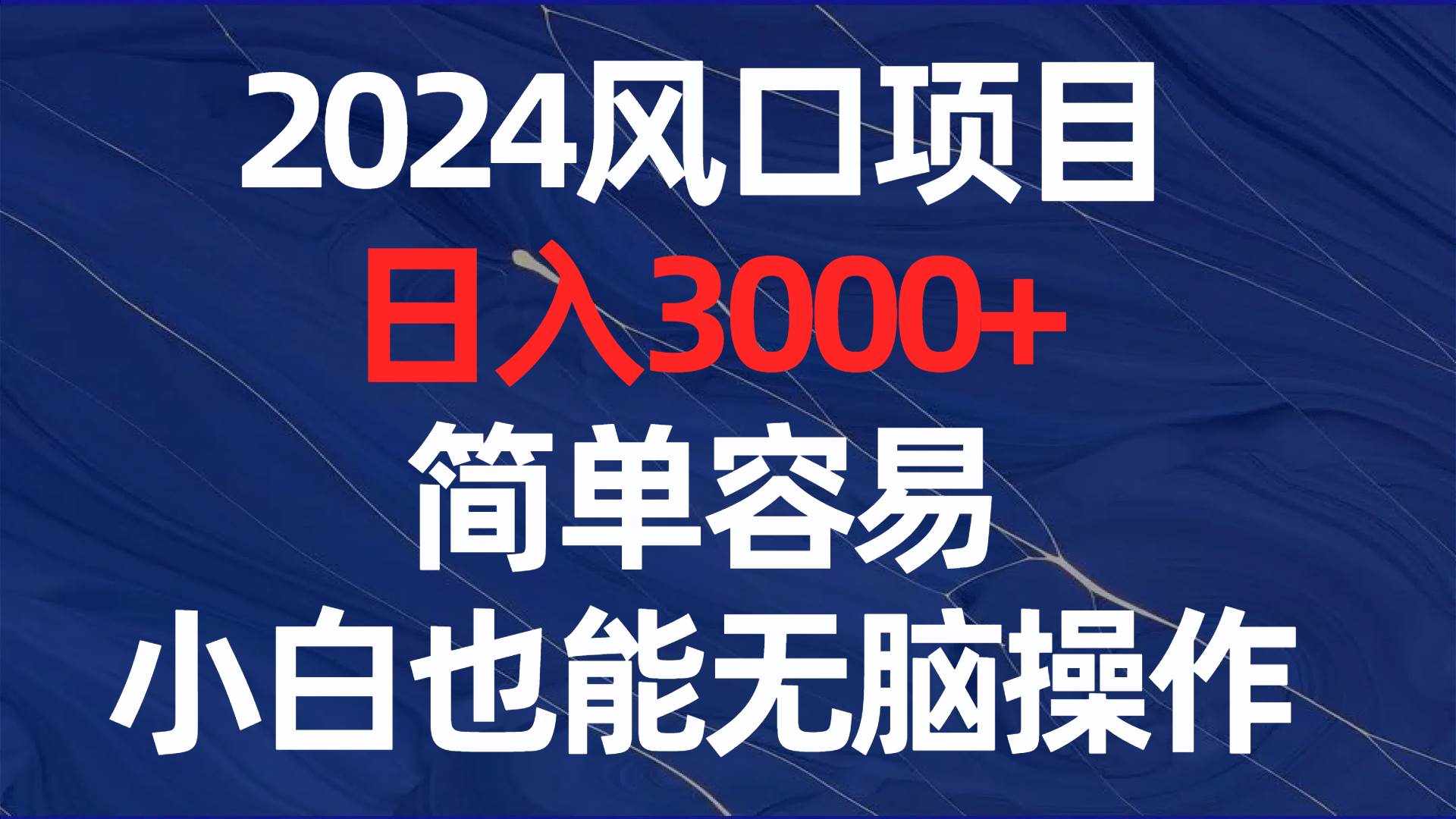 （8432期）2024风口项目，日入3000+，简单容易，小白也能无脑操作-泰戈创艺资源库