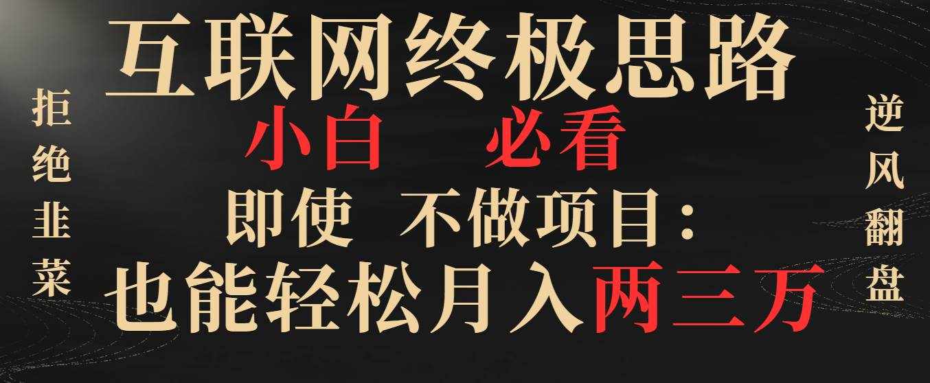（8619期）互联网终极思路，小白必看，即使不做项目也能轻松月入两三万，拒绝韭菜…-泰戈创艺资源库