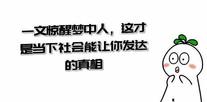 （8480期）某公众号付费文章《一文 惊醒梦中人，这才是当下社会能让你发达的真相》-泰戈创艺资源库