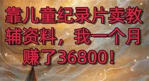 (8808期)靠儿童纪录片卖教辅资料,一个月赚了36800!暴力变现2.0版本,喂饭级教学-泰戈创艺资源库