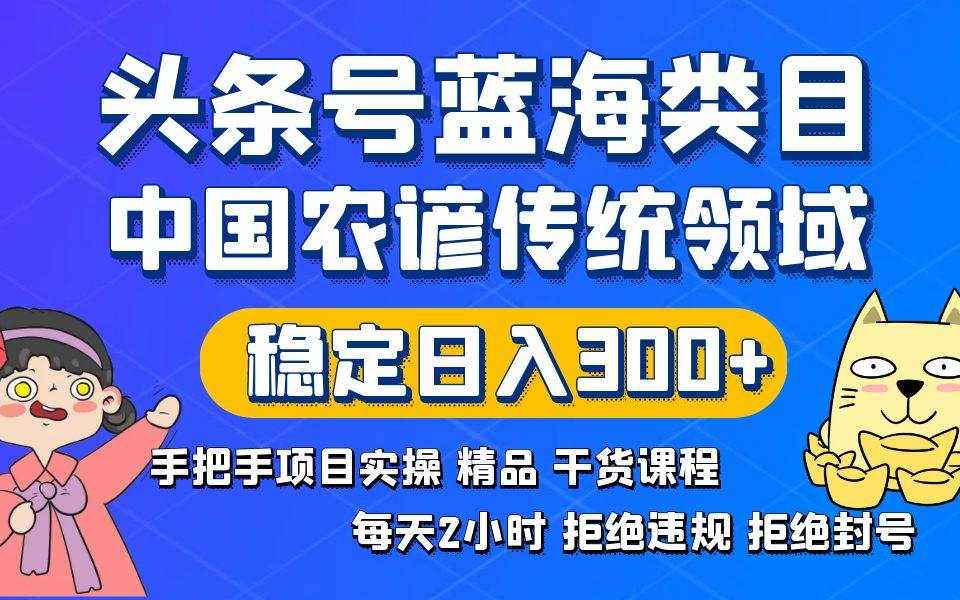 （8595期）头条号蓝海类目传统和农谚领域实操精品课程拒绝违规封号稳定日入300+-泰戈创艺资源库
