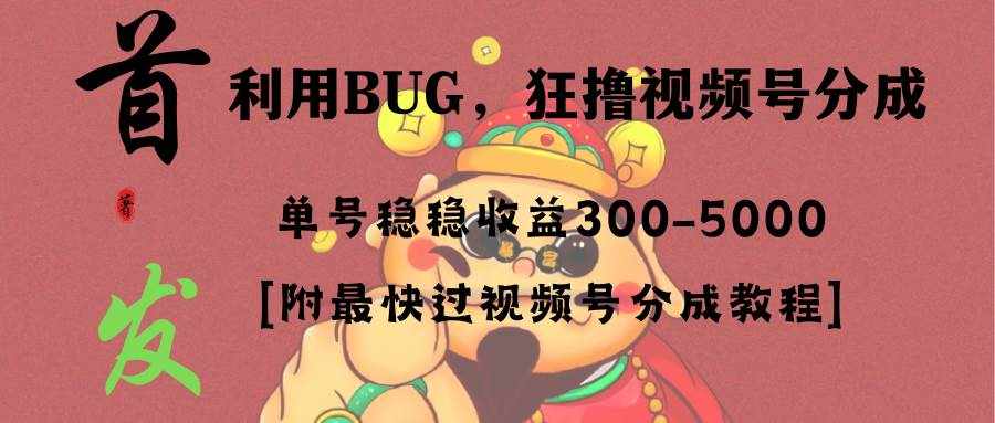 （8549期）全网独家首发，视频号BUG，超短期项目，单号每日净收益300-5000！-泰戈创艺资源库