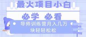 （8569期）导师训练营互联网最牛逼的项目没有之一，新手小白必学，月入2万+轻轻松松-泰戈创艺资源库