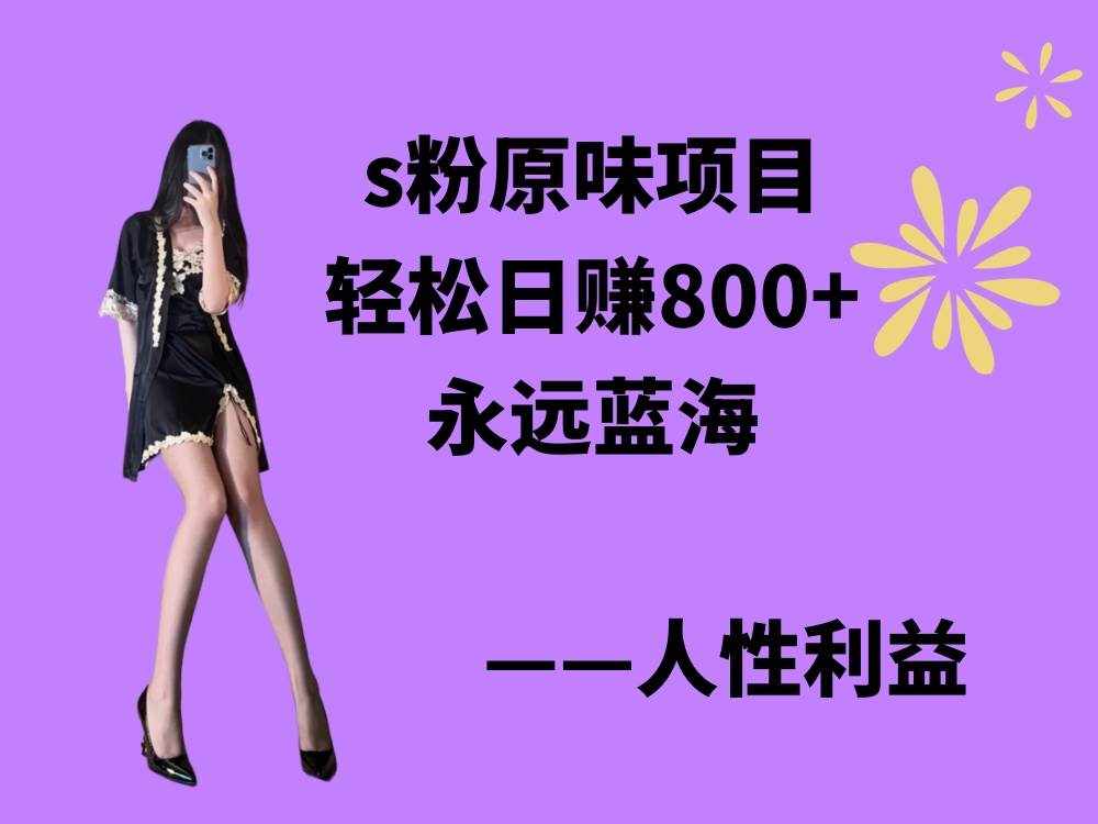 （9072期）s粉原味项目，轻松日赚800+，永远的蓝海项目，无脑操作也能直接出单 人…-泰戈创艺资源库