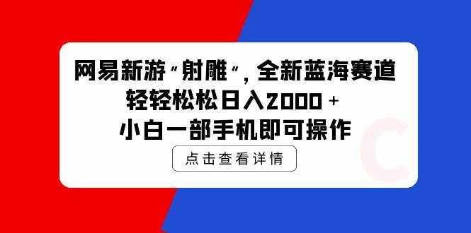 （9936期）网易新游 射雕 全新蓝海赛道，轻松日入2000＋小白一部手机即可操作-泰戈创艺资源库