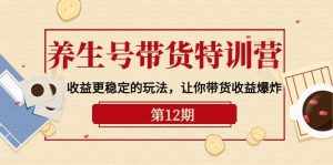 (10110期)养生号带货特训营【12期】收益更稳定的玩法,让你带货收益爆炸-9节直播课-泰戈创艺资源库