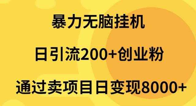（9788期）暴力无脑挂机日引流200+创业粉通过卖项目日变现2000+-泰戈创艺资源库