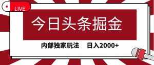 (9832期)今日头条掘金,30秒一篇文章,内部独家玩法,日入2000+-泰戈创艺资源库