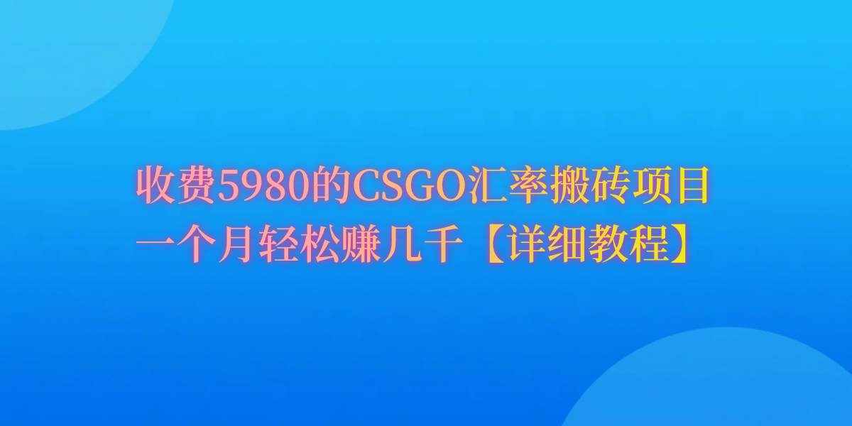 （9776期）CSGO装备搬砖，月综合收益率高达60%，你也可以！-泰戈创艺资源库