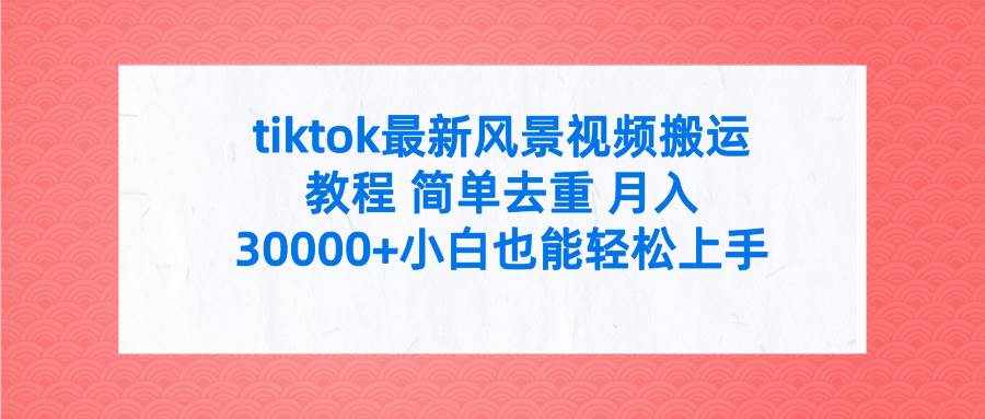 （9804期）tiktok最新风景视频搬运教程 简单去重 月入30000+附全套工具-泰戈创艺资源库
