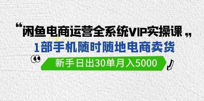 （9547期）闲鱼电商运营全系统VIP实战课，1部手机随时随地卖货，新手日出30单月入5000-泰戈创艺资源库
