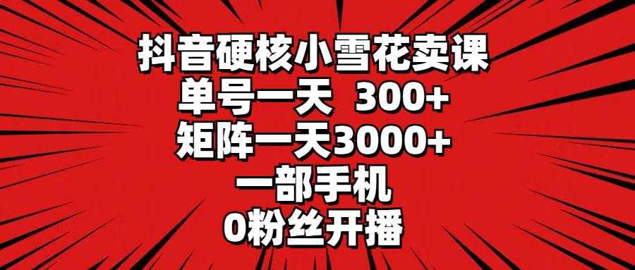 （9551期）抖音硬核小雪花卖课，单号一天300+，矩阵一天3000+，一部手机0粉丝开播-泰戈创艺资源库