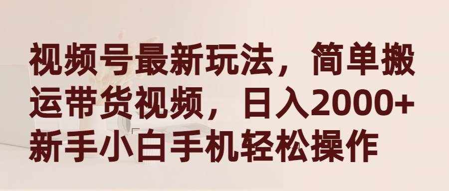 （9486期）视频号最新玩法，简单搬运带货视频，日入2000+，新手小白手机轻松操作-泰戈创艺资源库