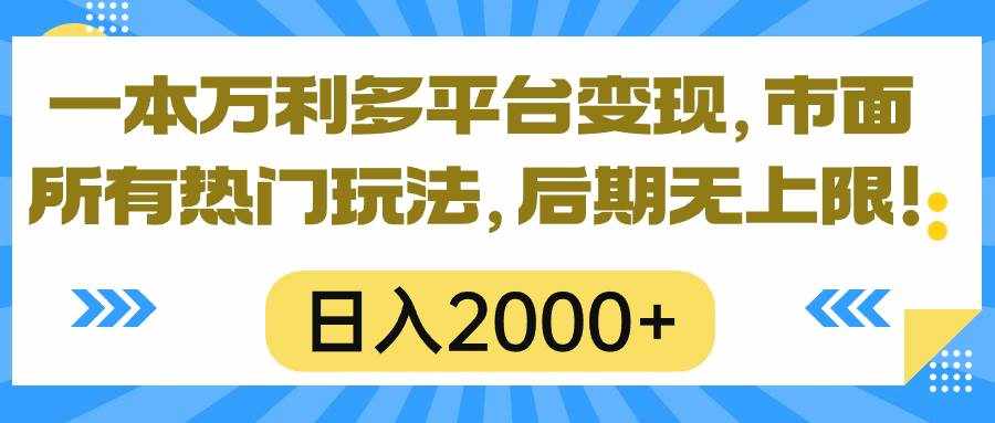 （10311期）一本万利多平台变现，市面所有热门玩法，日入2000+，后期无上限！-泰戈创艺资源库