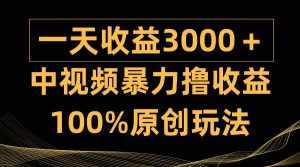 (9696期)中视频暴力撸收益,日入3000+,100%原创玩法,小白轻松上手多种变现方式-泰戈创艺资源库