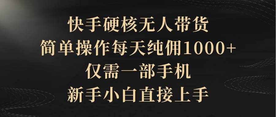 （9862期）快手硬核无人带货，简单操作每天纯佣1000+,仅需一部手机，新手小白直接上手-泰戈创艺资源库
