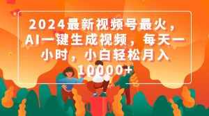 （9735期）2024最新视频号最火，AI一键生成视频，每天一小时，小白轻松月入10000-泰戈创艺资源库