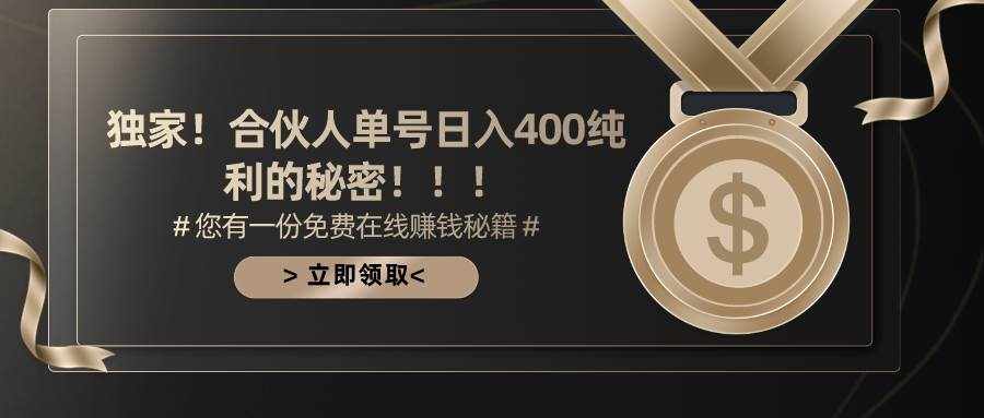 （10028期）合伙人广告撸金最新玩法，每天单号400纯利-泰戈创艺资源库