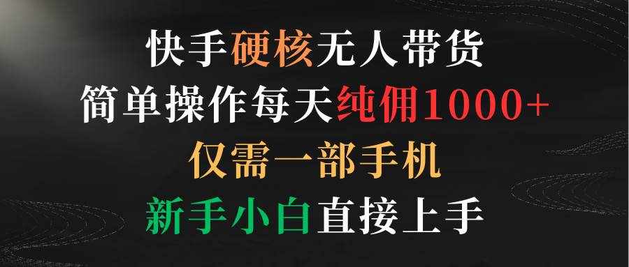 （9475期）快手硬核无人带货，简单操作每天纯佣1000+,仅需一部手机，新手小白直接上手-泰戈创艺资源库