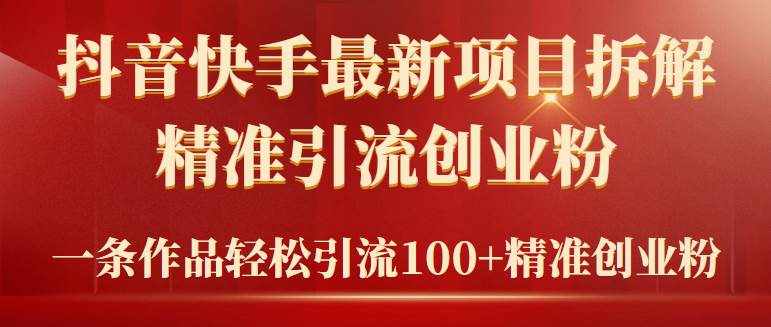 （9447期）2024年抖音快手最新项目拆解视频引流创业粉，一天轻松引流精准创业粉100+-泰戈创艺资源库