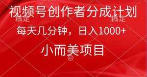 （9778期）视频号创作者分成计划，每天几分钟，收入1000+，小而美项目-泰戈创艺资源库