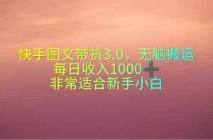 （10252期）快手图文带货3.0，无脑搬运，每日收入1000＋，非常适合新手小白-泰戈创艺资源库