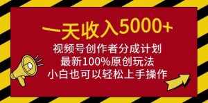 （9599期）一天收入5000+，视频号创作者分成计划，最新100%原创玩法，小白也可以轻…-泰戈创艺资源库