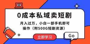 (10226期)0成本私域卖短剧,月入过万,小白一部手机即可操作(附500G短剧资源)-泰戈创艺资源库