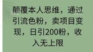 (9523期)颠覆本人思维,通过引流色粉,卖项目变现,日引200粉,收入无上限-泰戈创艺资源库