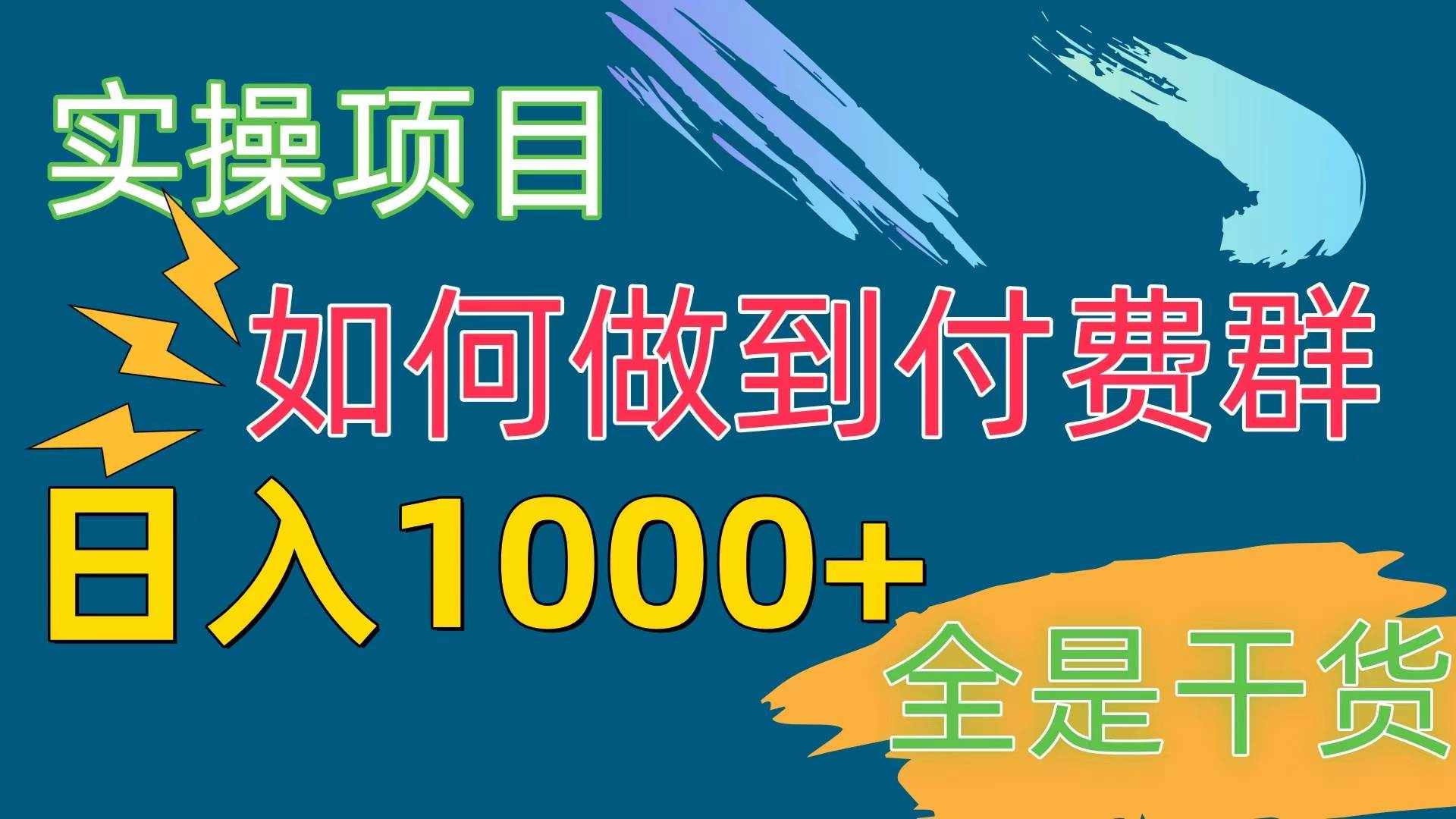 （10303期）[实操项目]付费群赛道，日入1000-泰戈创艺资源库